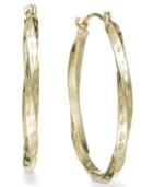 10k Gold Earrings, Diamond-cut Hoop Earrings