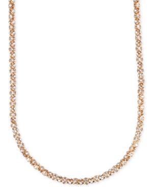 Anne Klein Gold-tone Crystal Pave Tubular Strand Necklace