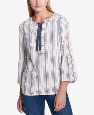 Tommy Hilfiger Tie-neck Bell-sleeve Top, Created For Macy's