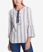 Tommy Hilfiger Tie-neck Bell-sleeve Top, Created For Macy's