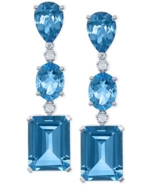 Lali Jewels Blue Topaz (19-3/4 Ct. T.w.) And Diamond (1/8 Ct. T.w.) Drop Earrings In 14k White Gold
