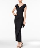 Alex Evenings Compression Faux-wrap Gown