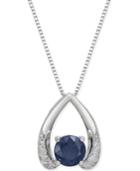 Sapphire (5/8 Ct. T.w.) & Diamond Accent 18 Pendant Necklace In 14k White Gold (also Available In Emerald)