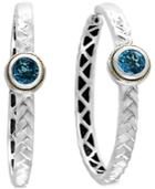 Effy Blue Topaz Patterned Hoop Earrings (2-1/10 Ct. T.w.) In Sterling Silver And 18k Gold