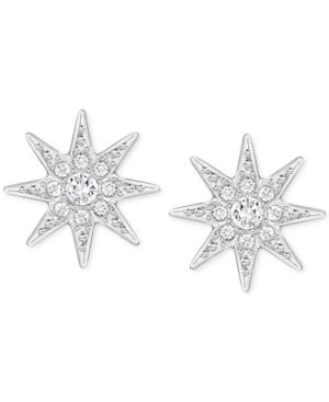 Swarovski Silver-tone Pave Star Stud Earrings