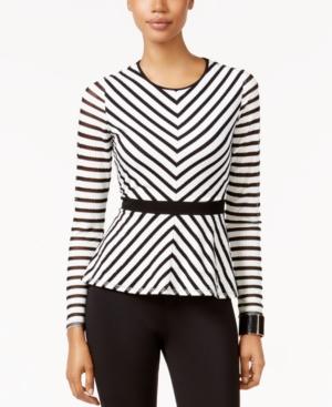 Thalia Sodi Striped Peplum Top, Created For Macy's