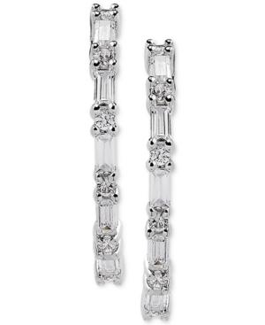 Arabella Swarovski Zirconia Linear Drop Earrings In Sterling Silver