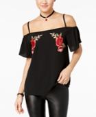 Bcx Juniors' Embroidered Applique Off-the-shoulder Top