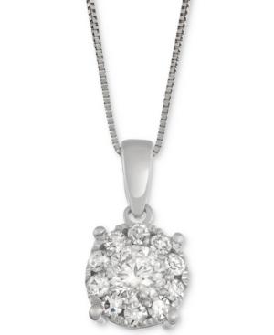 Diamond Cluster Halo Pendant Necklace (3/4 Ct. T.w.) In 14k White Gold