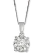 Diamond Cluster Halo Pendant Necklace (3/4 Ct. T.w.) In 14k White Gold