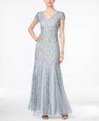 Adrianna Papell Short-sleeve Embellished Gown