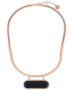 Vince Camuto Rose Gold-tone Jet Stone Statement Necklace