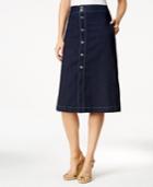 Style & Co Petite Button-down Denim Midi Skirt, Created For Macy's