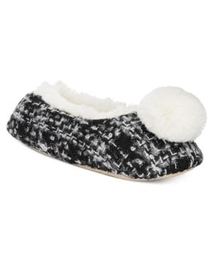 Kensie Tweed Pom Pom Ballet Slippers