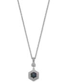 Diamond Hexagon Pendant Necklace (1/8 Ct. T.w.) In Sterling Silver