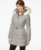 Betsey Johnson Faux-fur-hood Belted Puffer Coat