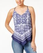 Bcx Juniors' Scarf-print Handkerchief-hem Cami Top