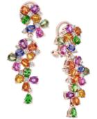 Watercolors By Effy Multi-gemstone (9 Ct. T.w.) & Diamond (3/4 Ct. T.w.) Cluster Drop Earrings In 14k Rose Gold