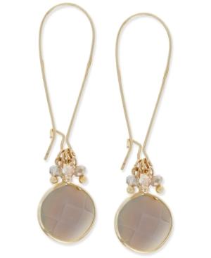 Inc International Concepts Gold-tone Round Stone With Beaded Accent Drop Earrings, Only At Macy's