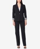 Tahari Asl Contrast-cuff Pinstripe Pantsuit