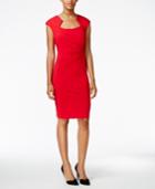 Connected Square-neck Ruched Sheath Dress
