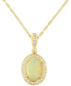 Opal (3 Ct. T.w.) & Diamond (1/3 Ct. T.w.) Pendant Necklace In 14k Gold