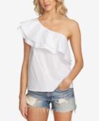 1.state Tiered One-shoulder Flounce Top