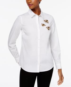Charter Club Cotton Embellished Bees Shirt, Created For Macy's