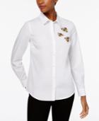 Charter Club Cotton Embellished Bees Shirt, Created For Macy's