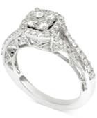 Diamond Cluster Engagement Ring (1-1/10 Ct. T.w.) In 14k White Gold