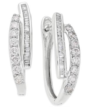 Diamond Hoop Earrings (1 Ct. T.w.) In 10k Yellow Or White Gold