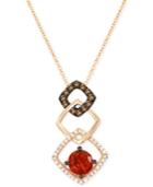 Le Vian Chocolatier Fire Opal (1 Ct. T.w.) And Diamond (1/4 Ct. T.w.) Pendant Necklace In 14k Strawberry Rose Gold
