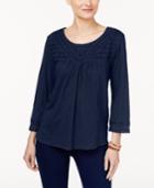 Style & Co Cotton Crochet-trim Top, Created For Macy's