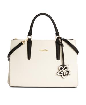 Calvin Klein Saffiano Flower Charm Satchel
