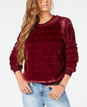 Crave Fame Juniors' Faux-fur Stripe Sweatshirt