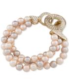 Carolee Gold-tone Imitation Pearl Triple Row Bracelet