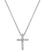 B. Brilliant Sterling Silver Cubic Zirconia Mini Cross Necklace (1/10 Ct. T.w.)