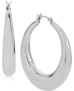Touch Of Silver Silver-plated Puff Hoop Earrings