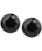 T Tahari Silver-tone Jet Stone Clip-on Stud Earrings