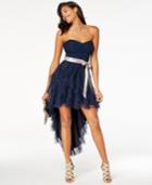 Teeze Me Juniors' Glitter Cascade Strapless High-low Dress