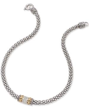Diamond Mesh Necklace (1/5 Ct. T.w.) In Sterling Silver And 14k Gold-plated Sterling Silver