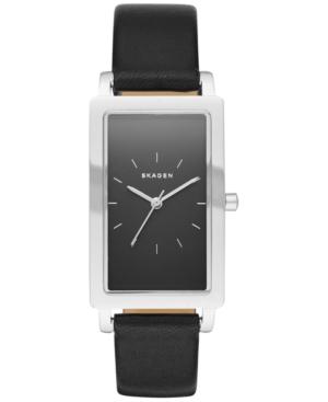 Skagen Women's Hagen Black Leather Strap Watch 22x43mm Skw2462