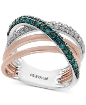 Effy Diamond (3/4 Ct. T.w.) Crossover Ring In 14k White And Rose Gold
