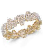 Charter Club Gold-tone Crystal & Imitation Pearl Stretch Bracelet, Created For Macy's