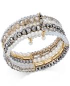 Inc International Concepts Gold-tone Bead Imitation Pearl Multi-row Cuff Bracelet, Only At Macy's