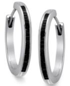 Sterling Silver Earrings, Black Diamond Baguette Hoop Earrings (1/2 Ct. T.w.)