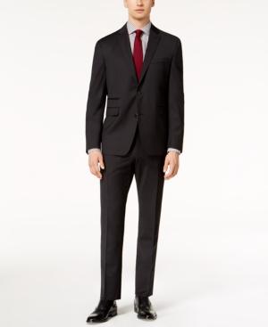Vince Camuto Men's Coolmax Slim-fit Stretch Black Check Suit