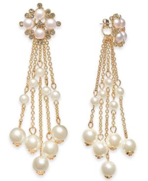 Inc International Concepts Gold-tone Imitation Pearl Fringe Drop Earrings, Created For Macy's