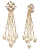 Inc International Concepts Gold-tone Imitation Pearl Fringe Drop Earrings, Created For Macy's