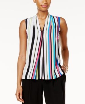 Nine West Striped Pleated Shell